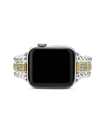 Lagos Sterling Silver & 18K Gold Diamond Apple Smartwatch Bracelet, 38-45mm