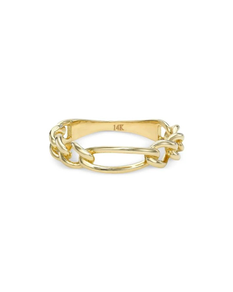 14K Yellow Gold Figaro Link Ring