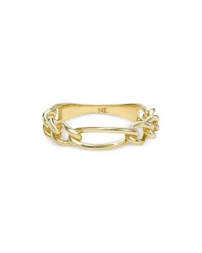 14K Yellow Gold Figaro Link Ring