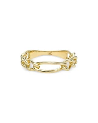 14K Yellow Gold Figaro Link Ring