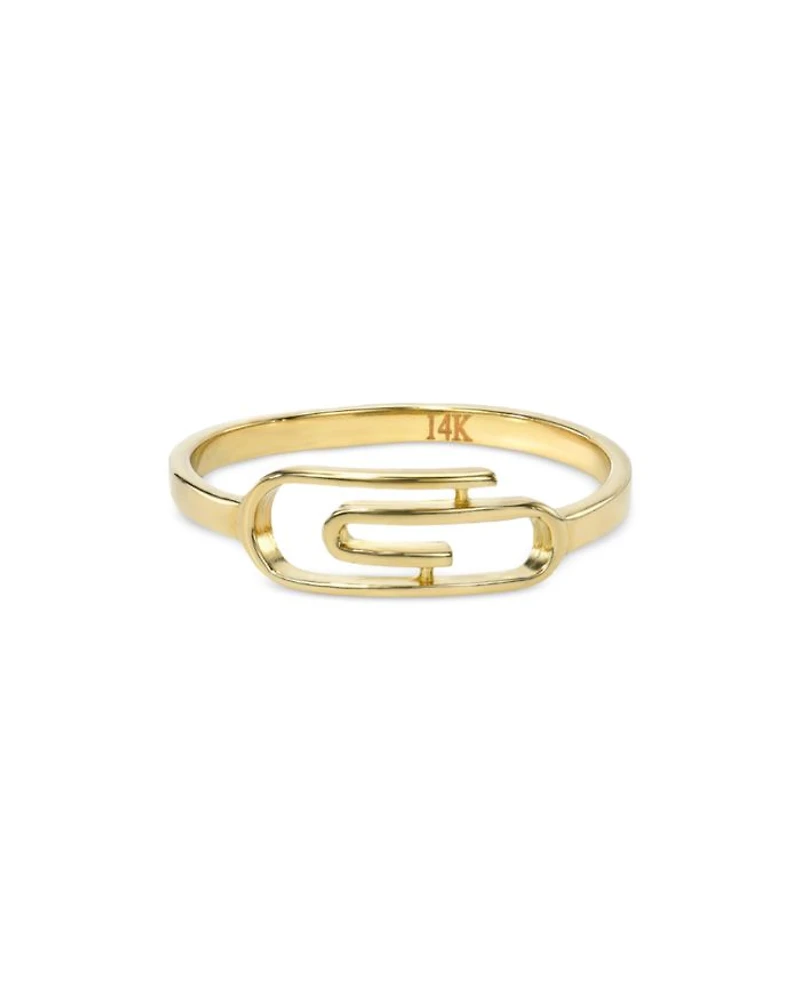 14K Yellow Gold Paperclip Ring