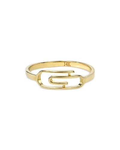 14K Yellow Gold Paperclip Ring