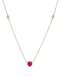 Bloomingdale's Fine Collection Ruby & Diamond Heart Bezel Pendant Necklace