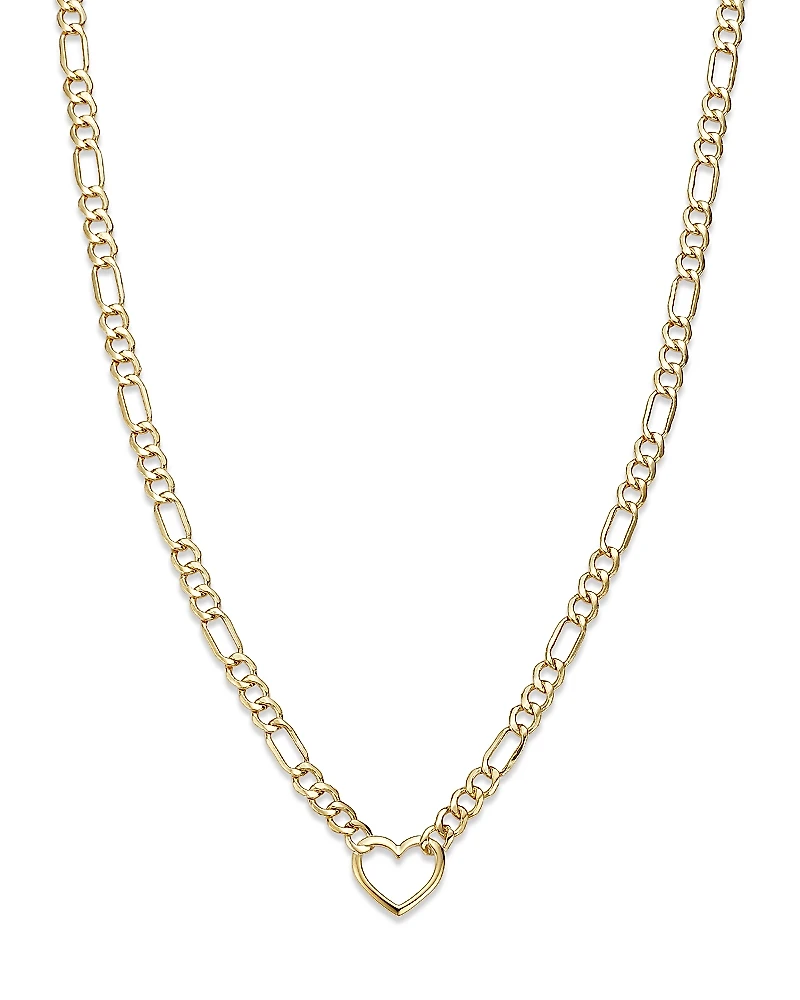 Bloomingdale's Fine Collection Open Heart Figaro Link Chain Necklace