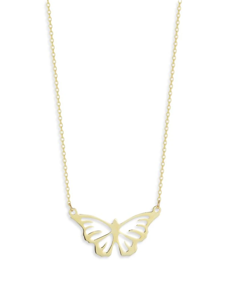 Butterfly Necklace in 14K Yellow Gold, 16"