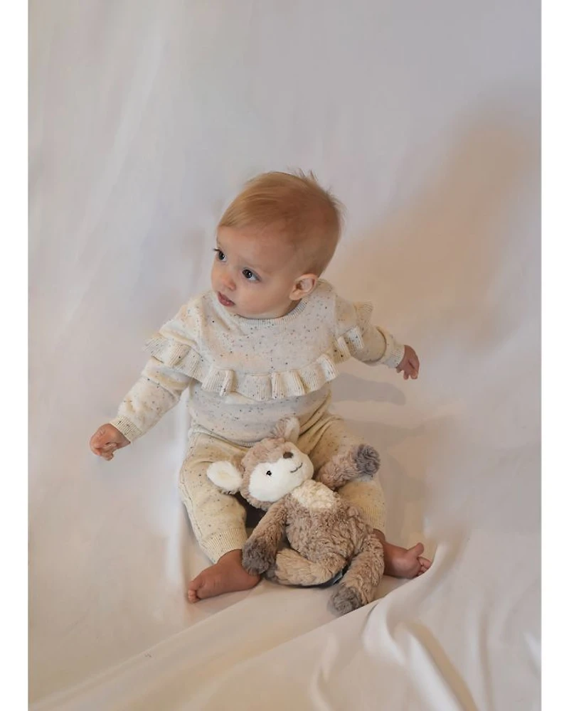 Girls' Ruffle Trim Confetti Sweater Set - Baby