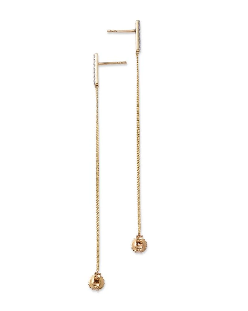 Diamond Vertical Bar Chain Earrings in 14K Yellow Gold