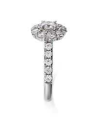 Diamond Halo Ring in 14K White Gold, 1.60 tcw