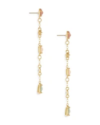 Earth Stone Mixed Crystal Linear Drop Earrings in 18K Gold Plated