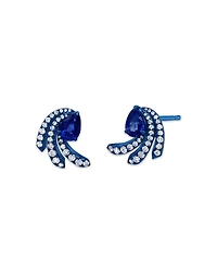 Graziela 18K White Gold & Blue Rhodium Amazonia Blue Sapphire & Diamond Fan Stud Earrings