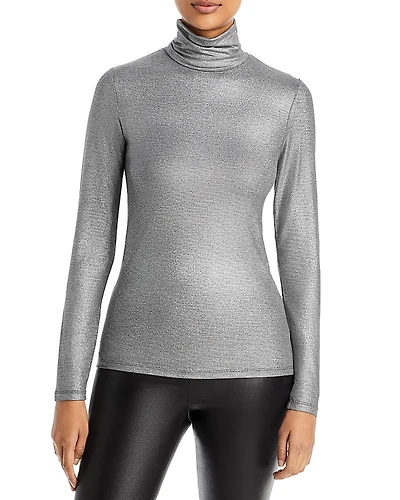 Majestic Filatures Metallic Turtleneck Top