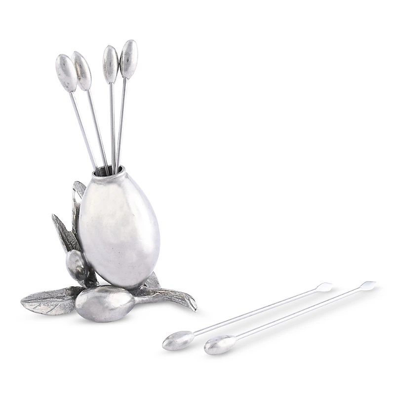Vagabond House Olive Cheese Picks and Holder Set