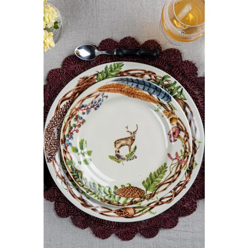 Forest Walk Café Au Lait Dessert/Salad Plate, Assorted Set 4