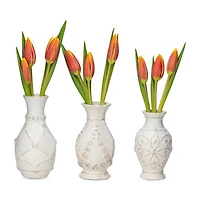 Jardins Du Monde Whitewash Mini Vases, Set of 3