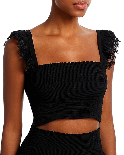 Peixoto Mariel Smocked Top Swim Cover-Up