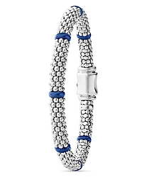 Ultramarine Ceramic & Sterling Silver Blue Caviar Station Bracelet