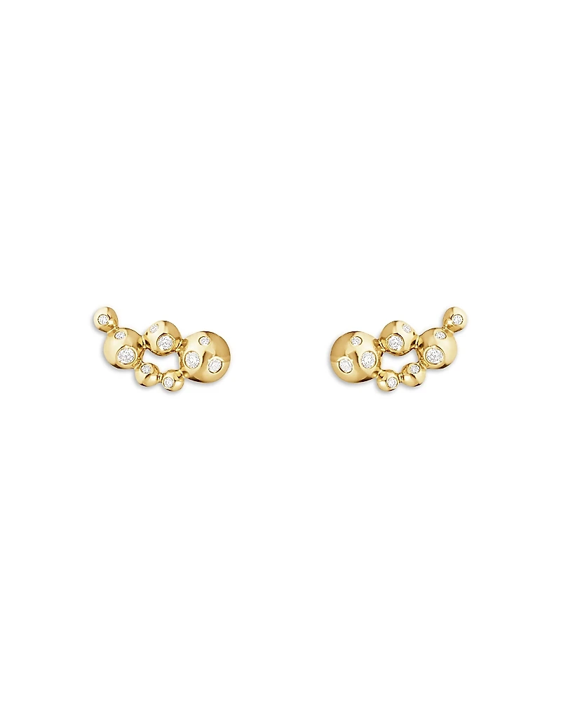 Georg Jensen 18K Yellow Gold Moonlight Grapes Diamond Ear Climbers