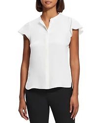 Silk Ruffle Sleeve Top