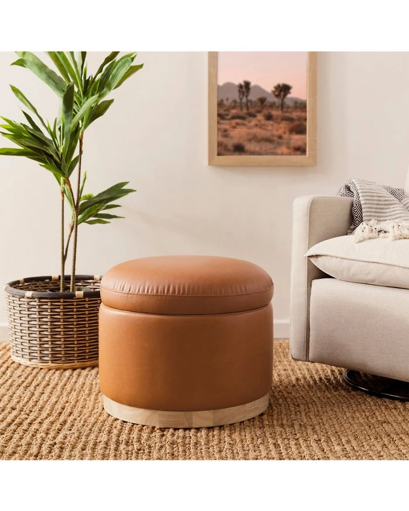 Naka Vegan Leather Storage Ottoman