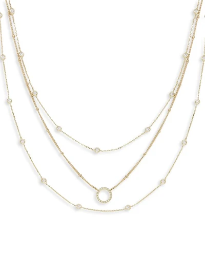 Monroe Crystal Cubic Zirconia Layered Collar Necklace in 18K Gold Plated, 14"-19"