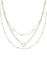 Monroe Crystal Cubic Zirconia Layered Collar Necklace in 18K Gold Plated, 14"-19"