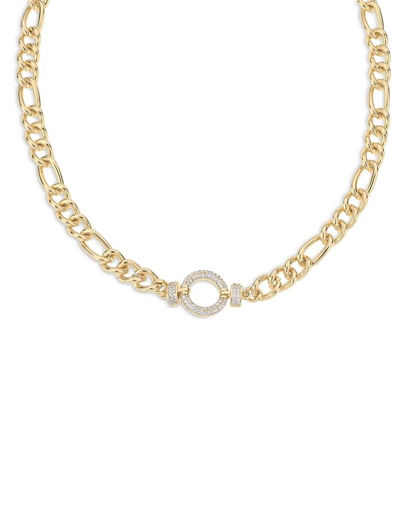 Eternity Crystal Circle Pavé Ring Collar Necklace in 18K Gold Plated, 15.5"-20.5"