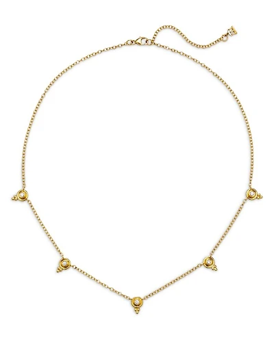 18K Yellow Gold CL White Diamond Station Collar Necklace, 16-18"