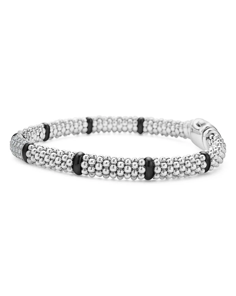 LAGOS Sterling Silver Black Caviar Diamond & Ceramic Bead Bracelet