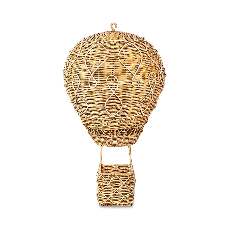 Juliska Provence Rattan Whitewash Hot Air Balloon Basket