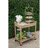 Provence Rattan Whitewash Bar Cart