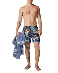 Dartmoor Bay Foliage Print 7" Swim Trunks