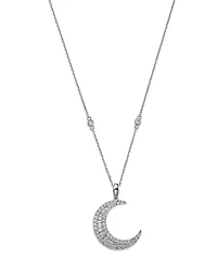 Bloomingdale's Fine Collection Diamond Baguette & Round Crescent Pendant Necklace