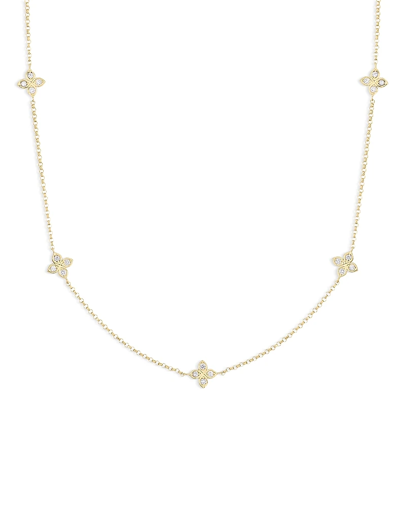 Roberto Coin 18K Gold Verona Love by the Inch 5 Station Flower Diamond Necklace