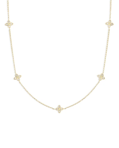 Roberto Coin 18K Gold Verona Love by the Inch 5 Station Flower Diamond Necklace