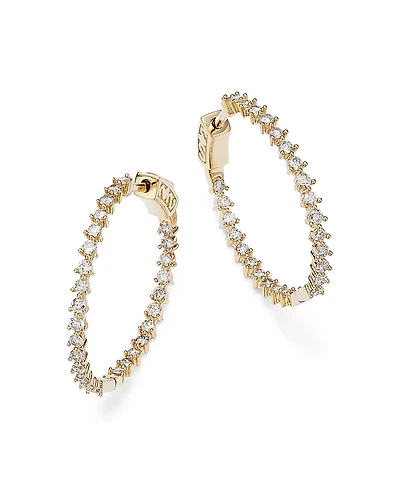 Bloomingdale's Fine Collection Diamond Inside Out Medium Hoop Earrings