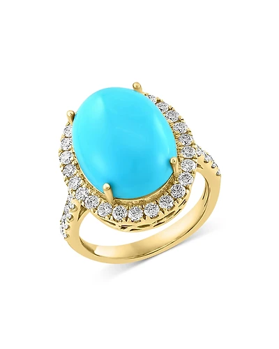Bloomingdale's Fine Collection Turquoise & Diamond Cabochon Halo Ring