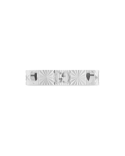 18K White Gold Icon Heart & Double G Band Ring