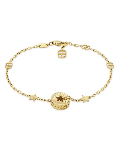 18K Gold Icon Heart & Double G Link Bracelet