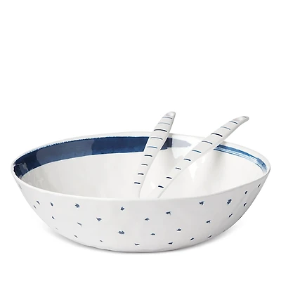 Lennox Blue Bay Melamine Salad Bowl with Servers