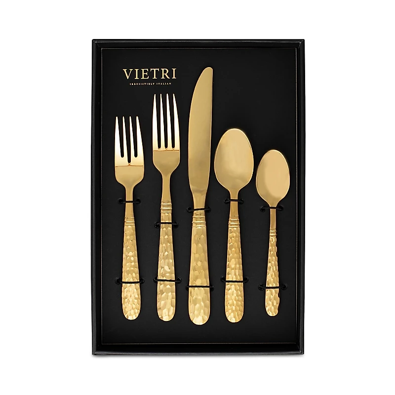 Vietri Martellato Gold Five-Piece Place Setting Set of 4
