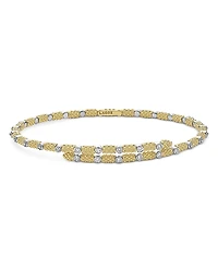 Lagos 18K White & Yellow Gold Signature Caviar Diamond Superfine Cuff Coil Bracelet