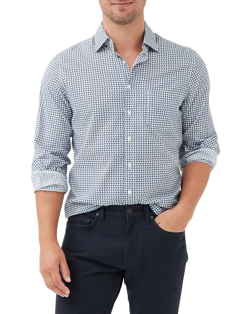 Marshland Cotton Poplin Geo Print Shirt