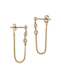 Diamond Chain Drop Earrings in 14K Yellow Gold, 0.25 tcw