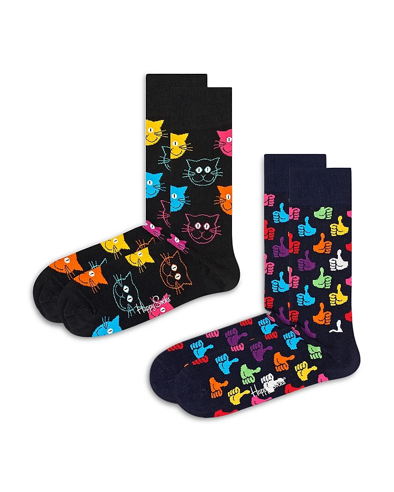 Happy Socks Classic Cotton Blend Crew Socks, Pack of 2