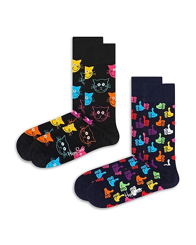 Happy Socks Classic Cotton Blend Crew Socks, Pack of 2