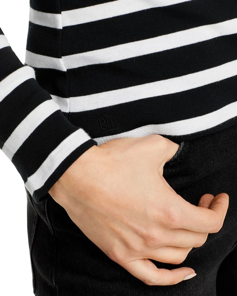 Cotton Long Sleeve Striped Tee