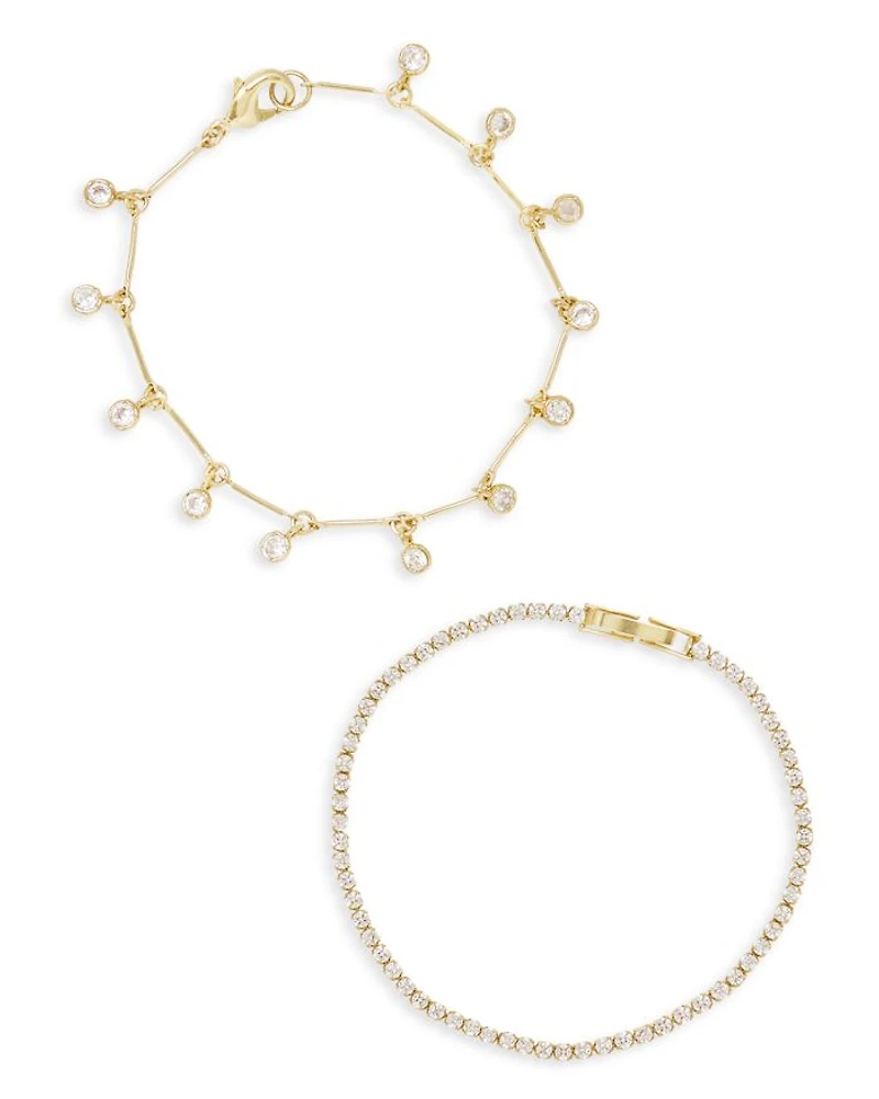 Cubic Zirconia Bracelets, Set of 2