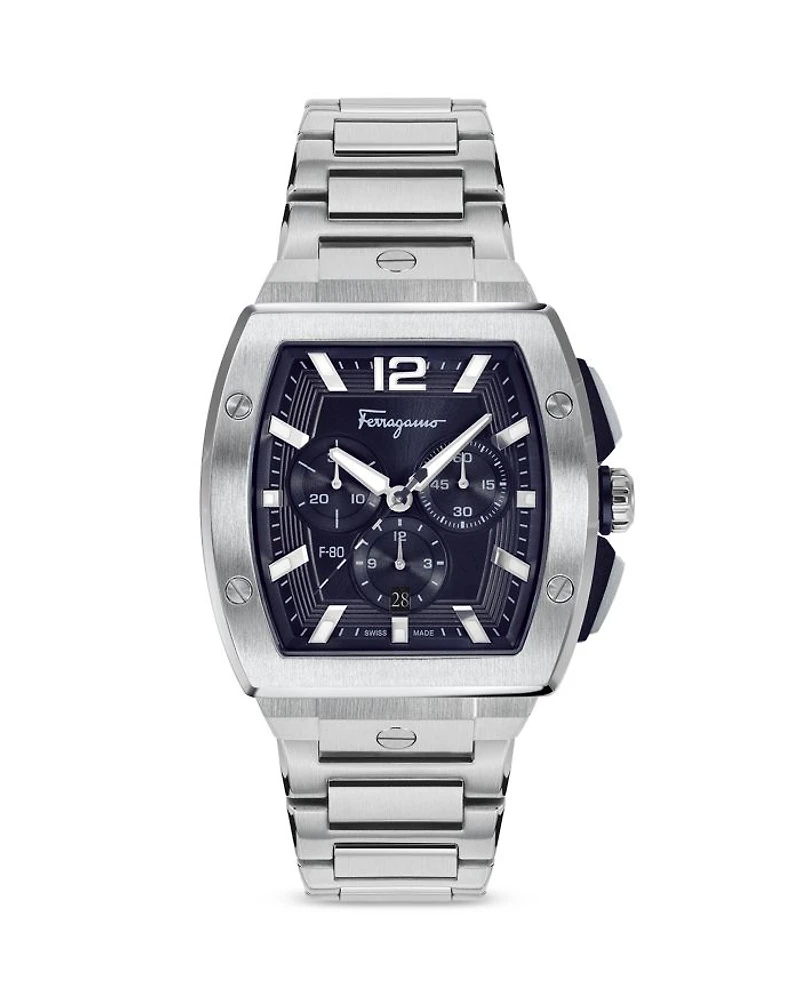 F-80 Tonneau Stainless Steel Chronograph Watch, 41.8mm