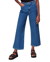 Whistles Cotton Cropped Wide Leg Jeans