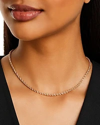 14K Yellow Gold Heavy Metal Rope Link Chain Necklace, 16"